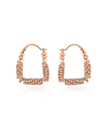 Copper Constellation Rose Gold Pave Hoops Earrings