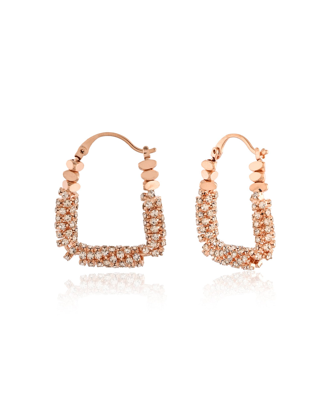 Copper Constellation Rose Gold Pave Hoops Earrings