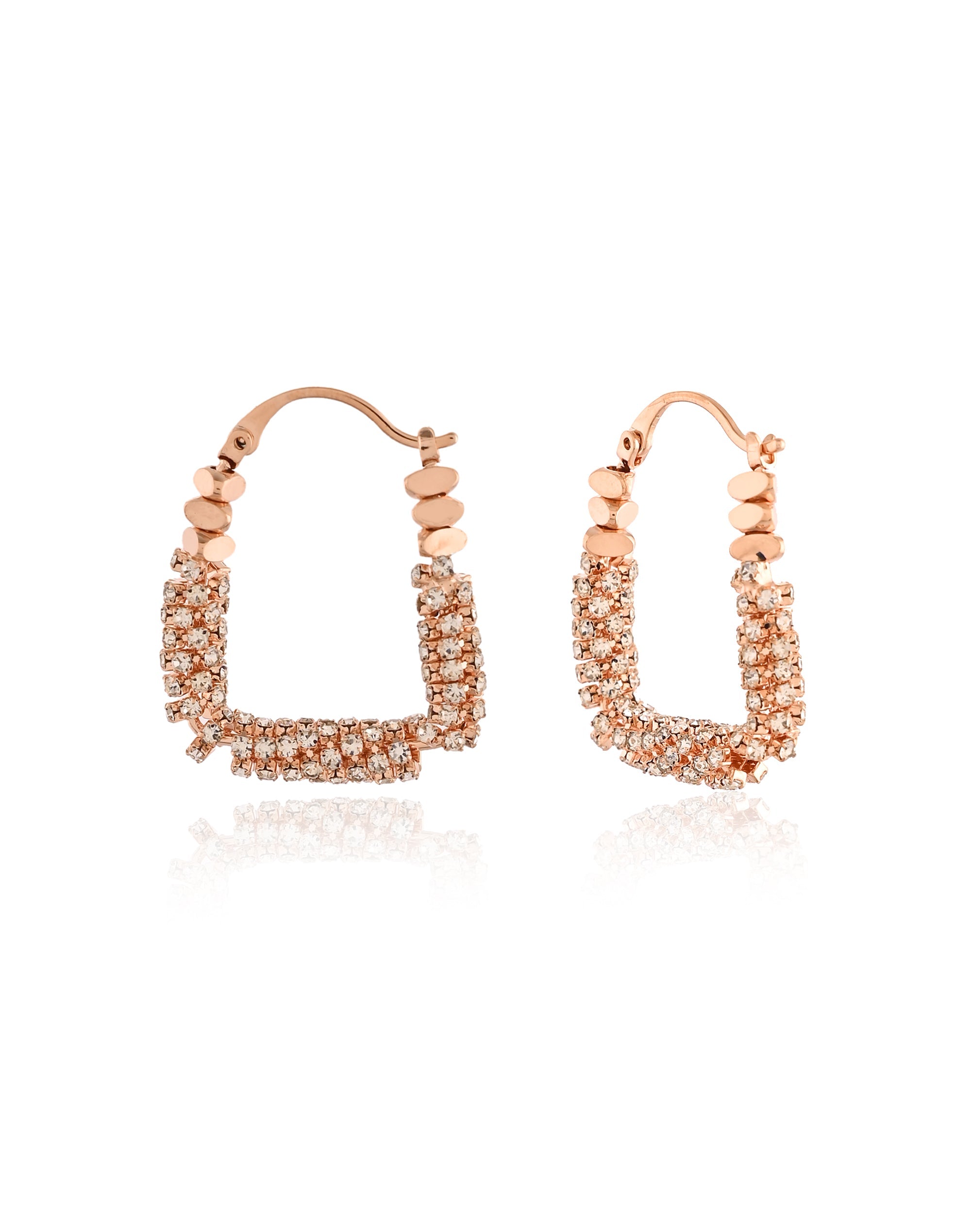 Copper Constellation Rose Gold Pave Hoops Earrings