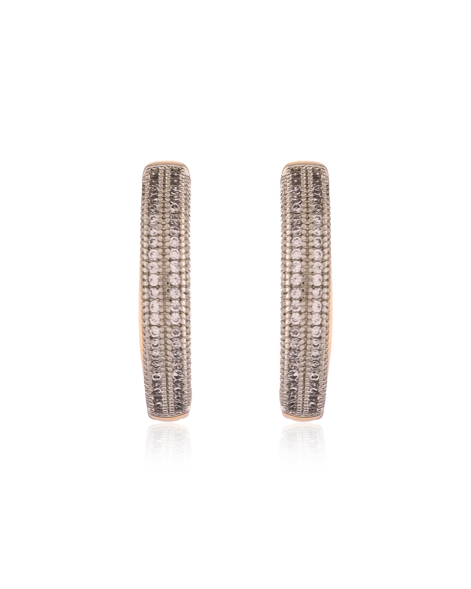 Two-Tone Gilded Pave Crystal Hoop Earrings