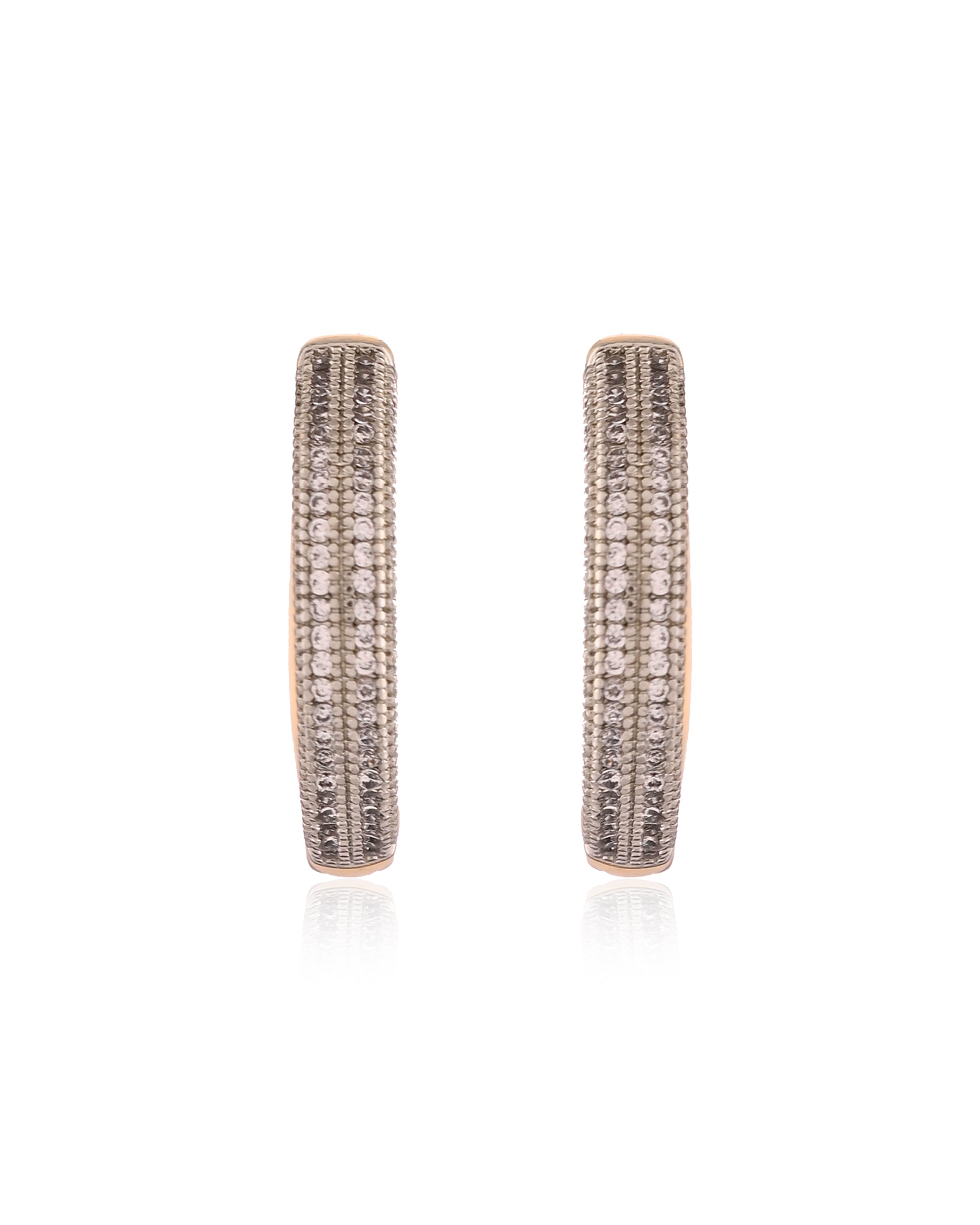 Two-Tone Gilded Pave Crystal Hoop Earrings