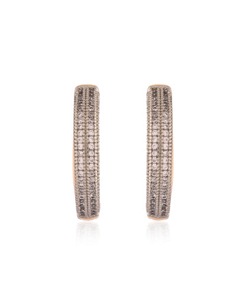 Two-Tone Gilded Pave Crystal Hoop Earrings