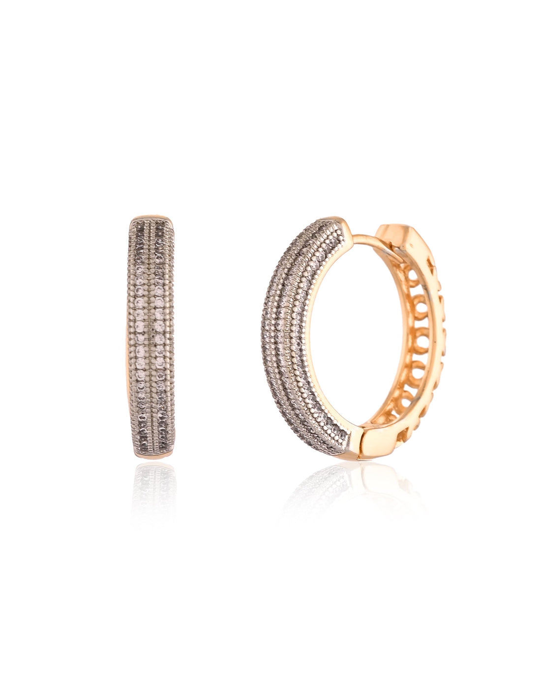 Two-Tone Gilded Pave Crystal Hoop Earrings