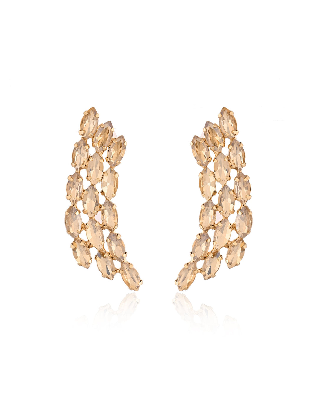 Champagne Marquise Crystal Climber Earrings