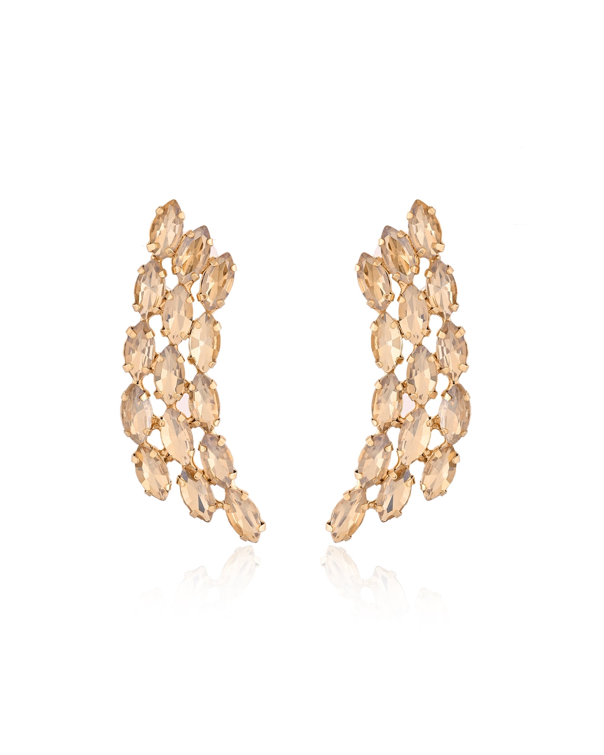 Champagne Marquise Crystal Climber Earrings