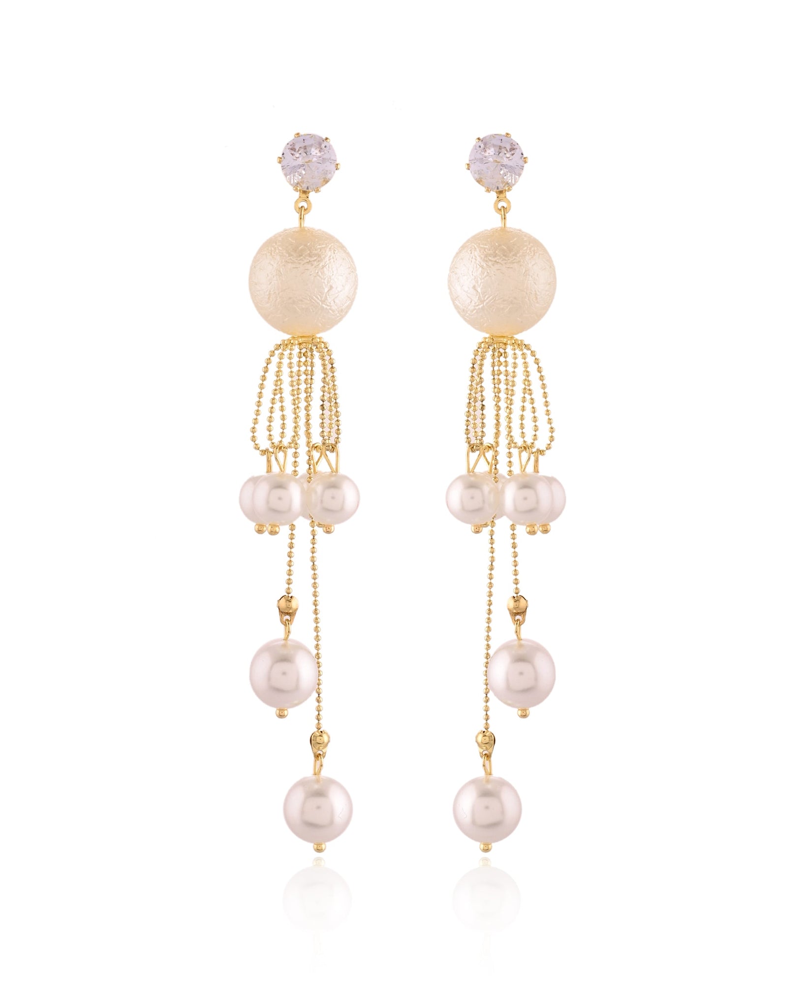 Whimsical Sphere & Pearl Drop Earrings