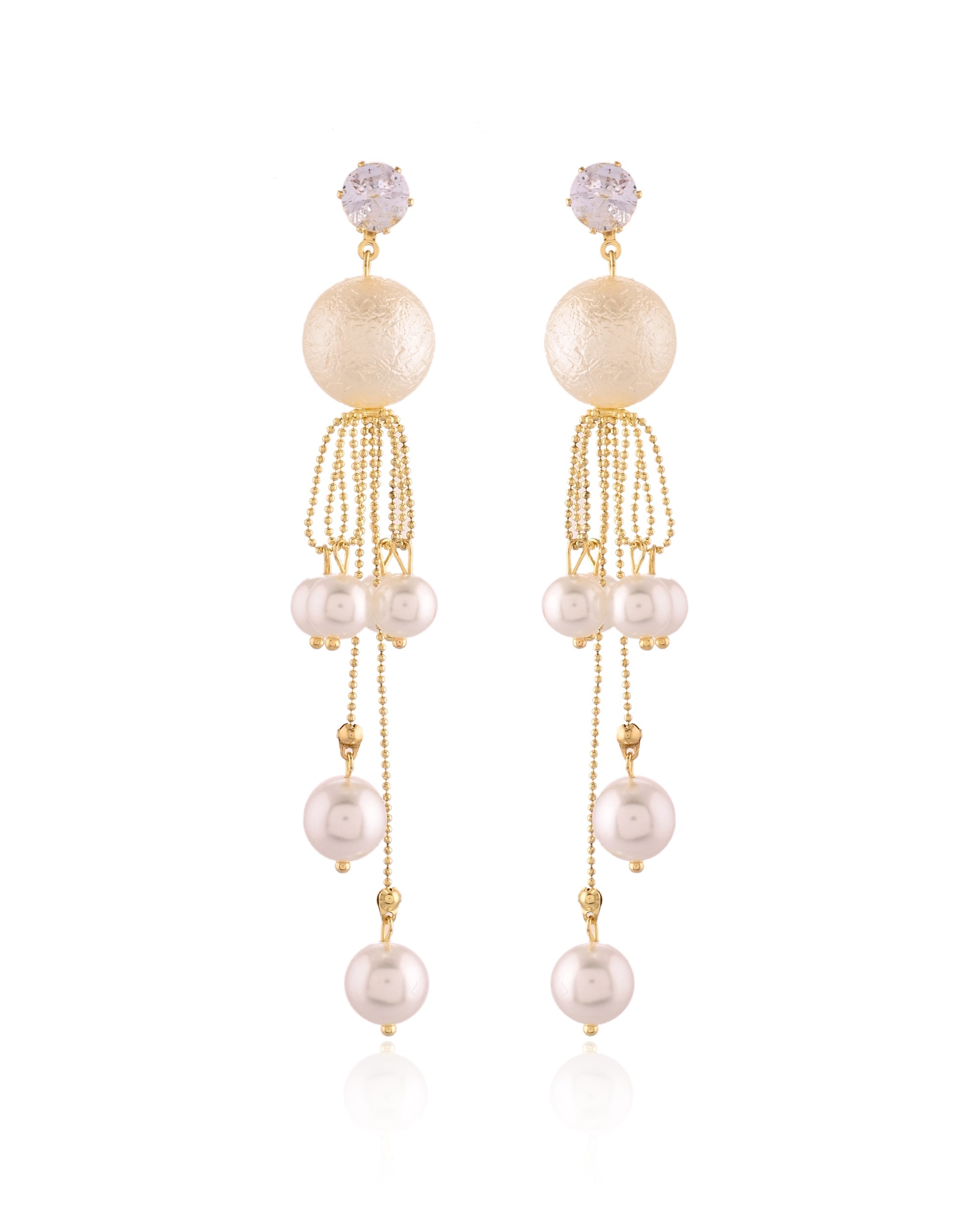 Whimsical Sphere & Pearl Drop Earrings