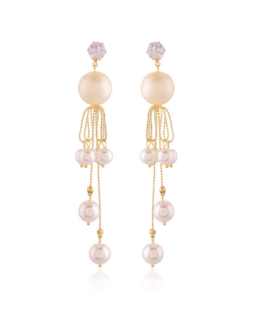 Whimsical Sphere & Pearl Drop Earrings