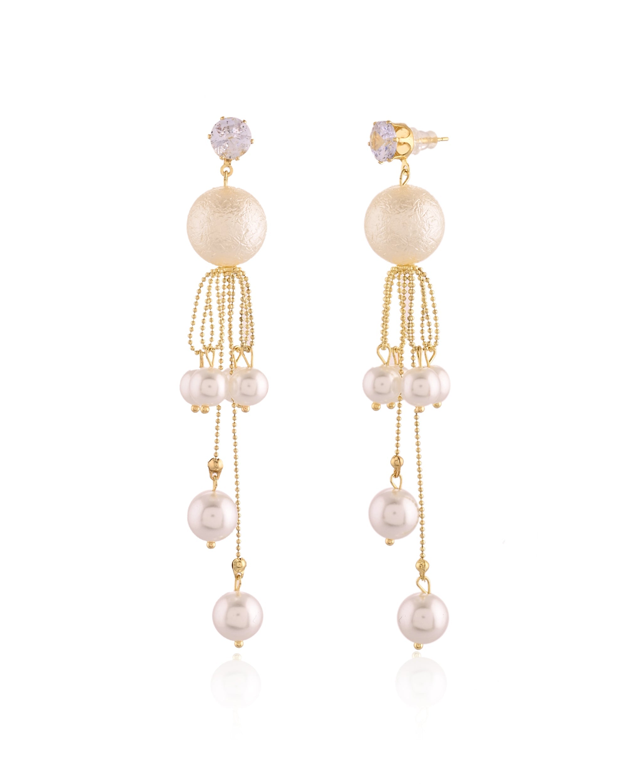 Whimsical Sphere & Pearl Drop Earrings