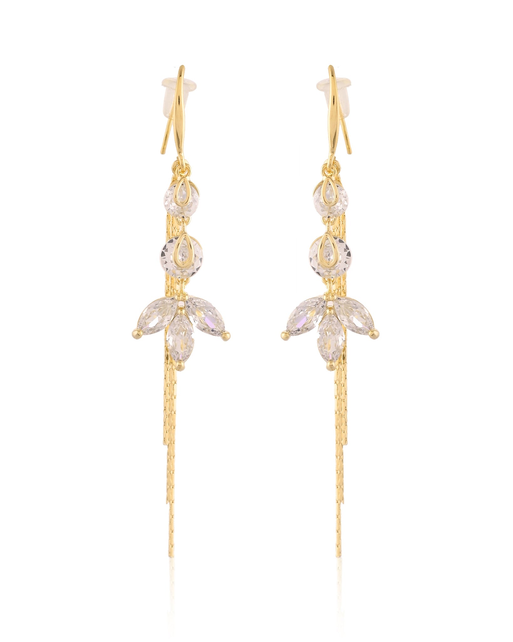 Marquise Cluster & Chain Tassel Drop Earrings