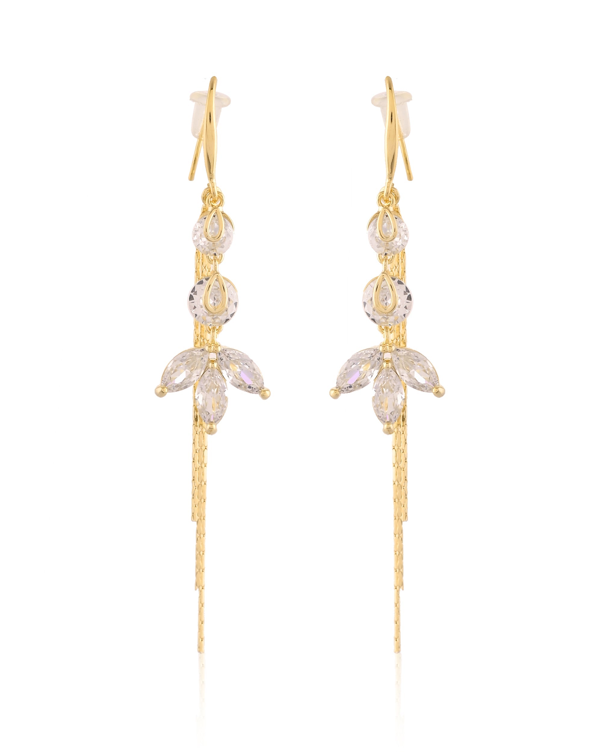 Marquise Cluster & Chain Tassel Drop Earrings