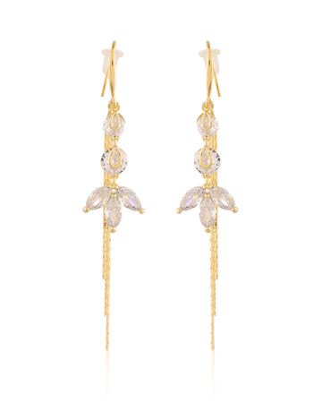 Marquise Cluster & Chain Tassel Drop Earrings