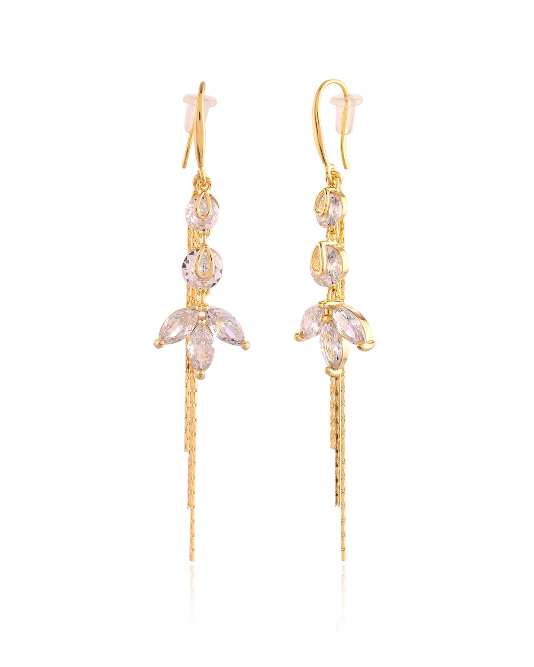 Marquise Cluster & Chain Tassel Drop Earrings