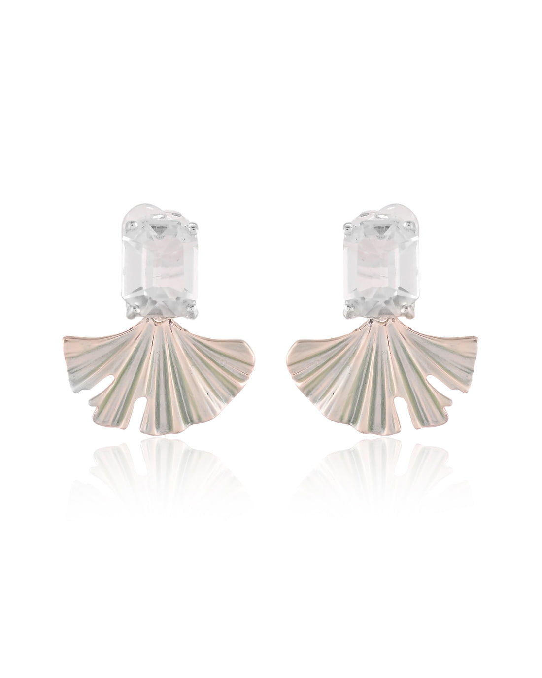 Ginkgo Fan Crystal Stud Earrings