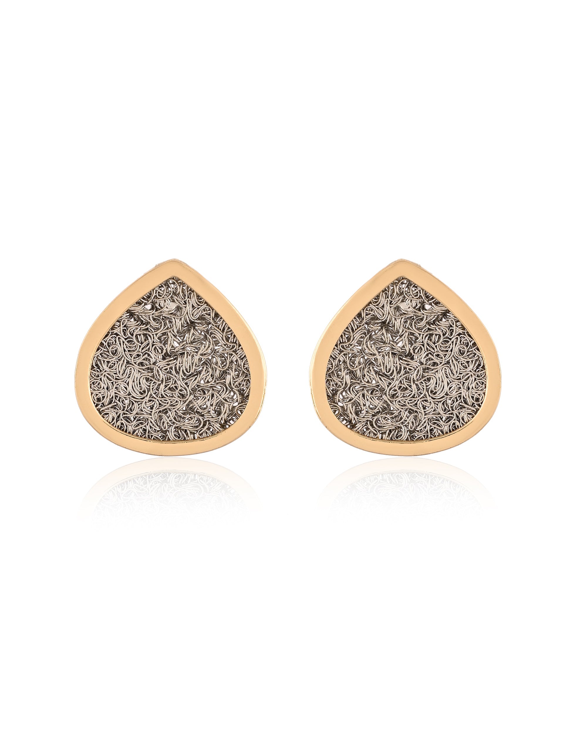 Kinetic Teardrop Mesh Arc Stud Earrings