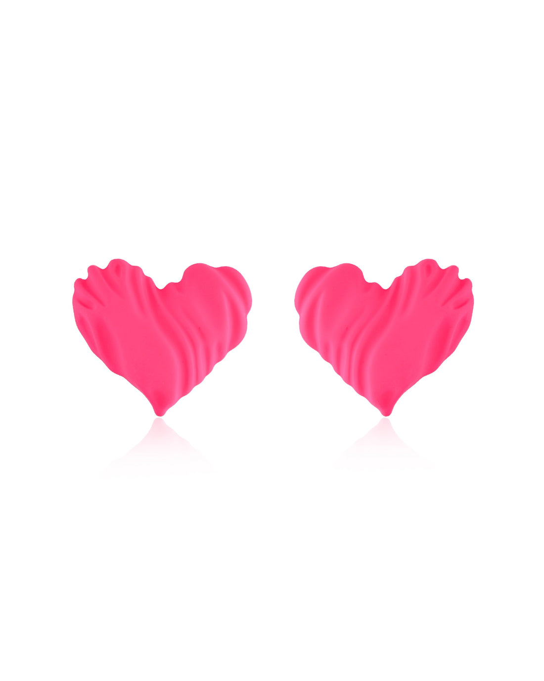 Neon Love Wave Textured Heart Stud Earrings