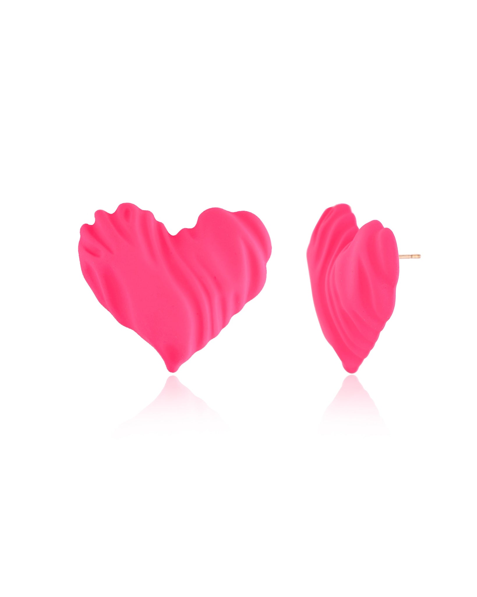 Neon Love Wave Textured Heart Stud Earrings