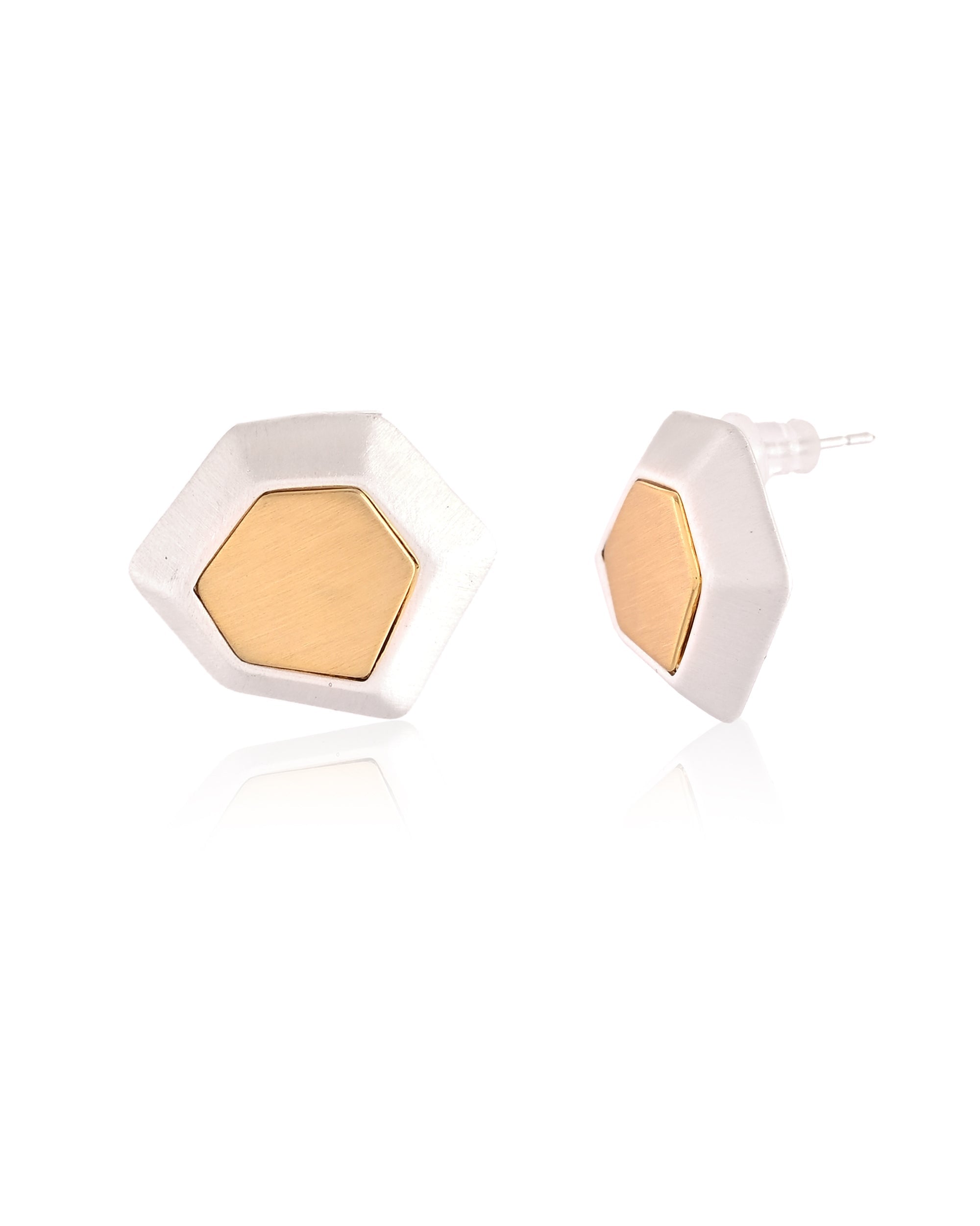 Facet Duo Hexa-Contrast Stud Earrings