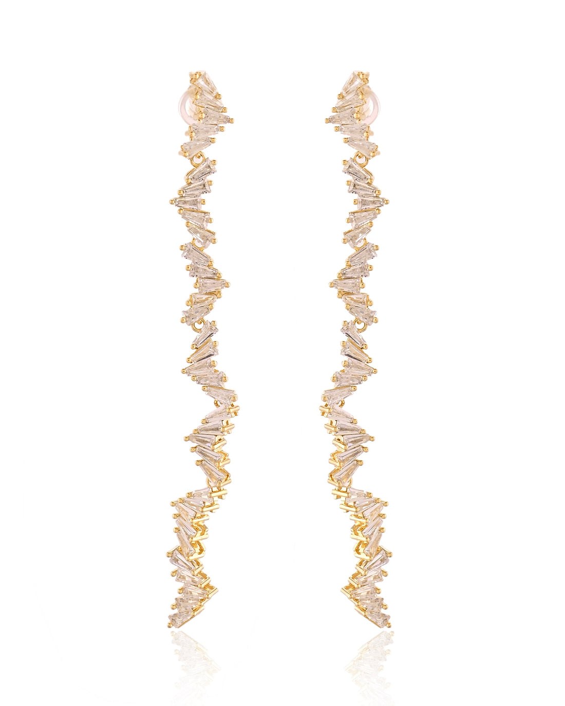 Baguette-Cut Lightining Bolt Drop Earrings