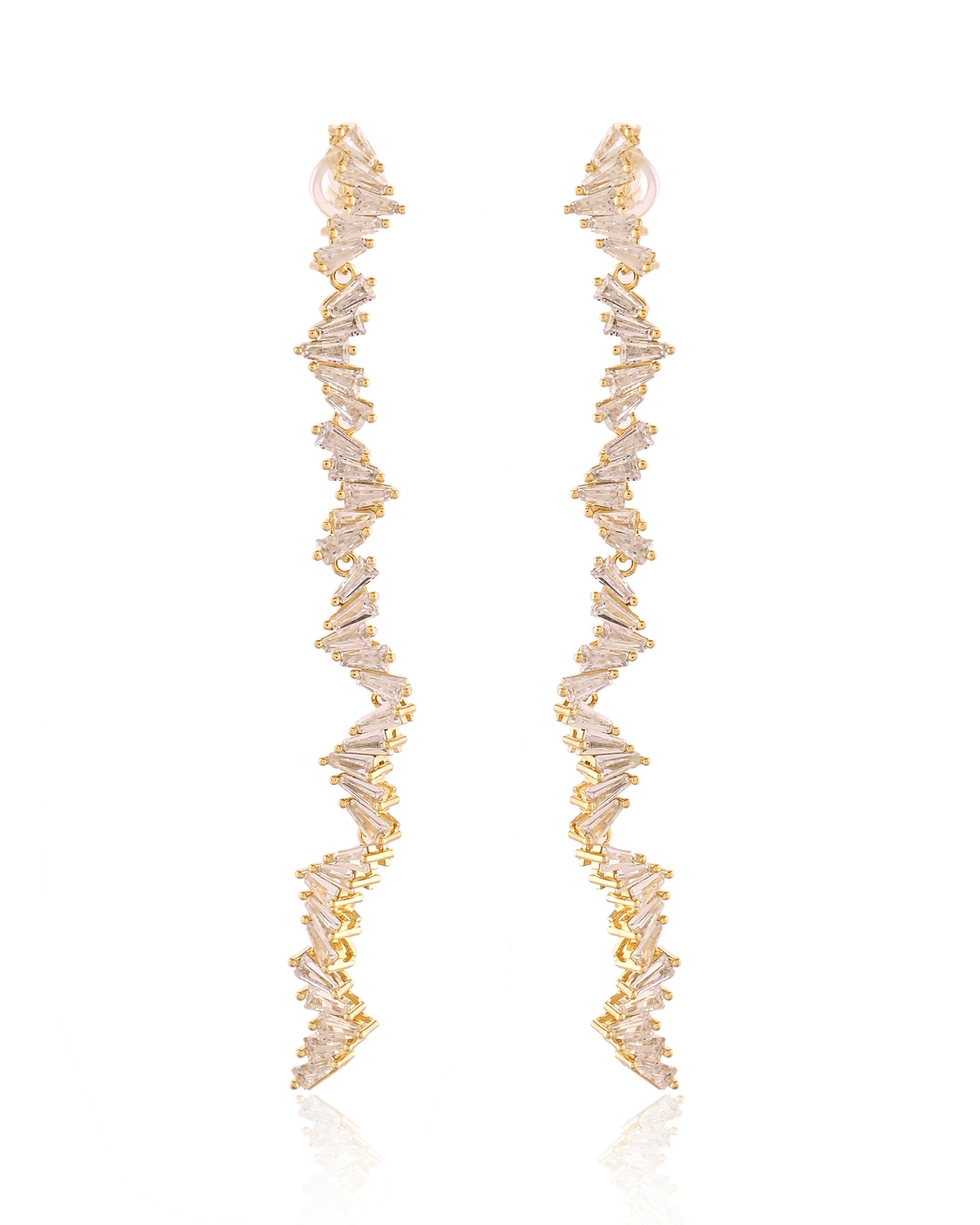Baguette-Cut Lightining Bolt Drop Earrings