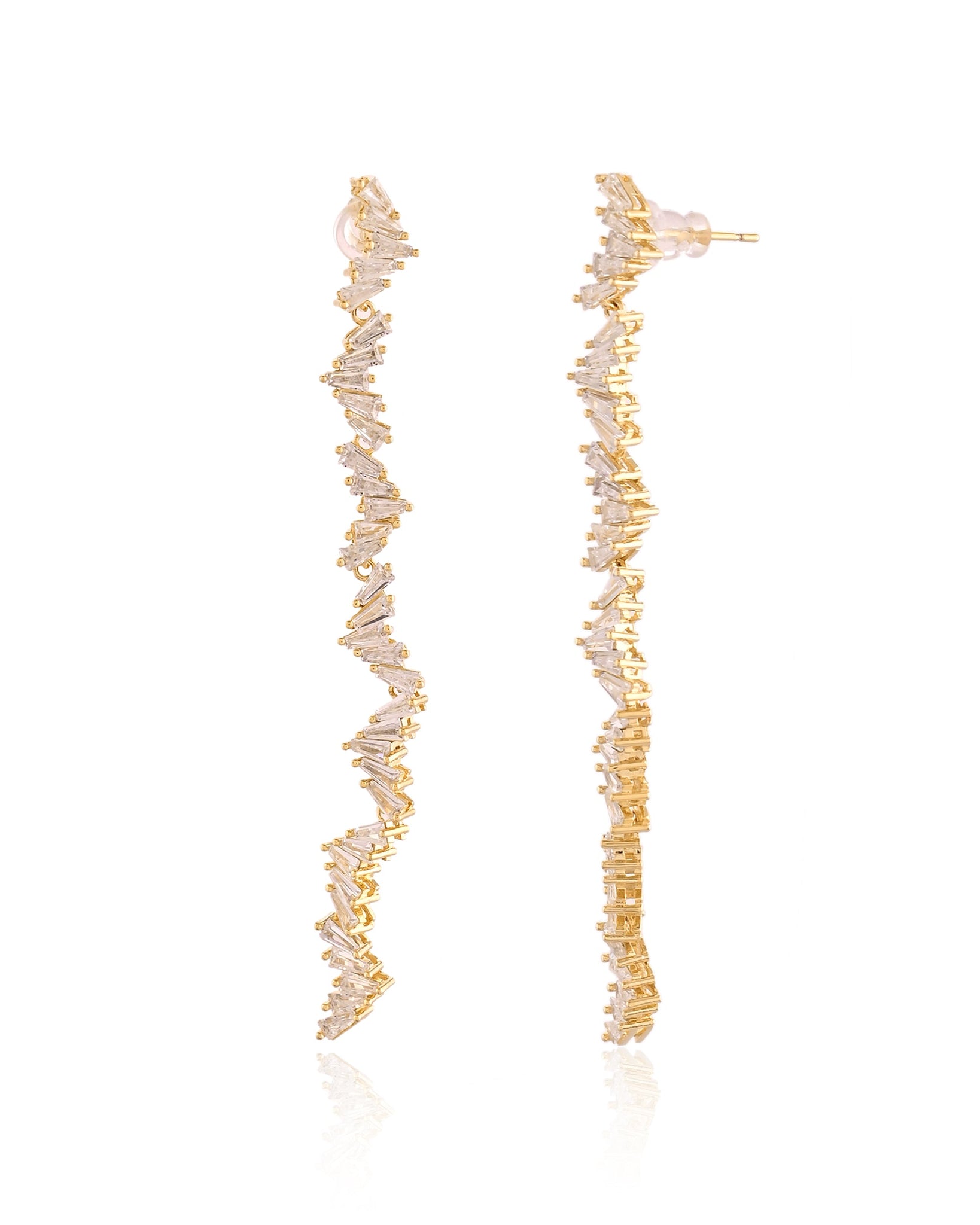 Baguette-Cut Lightining Bolt Drop Earrings