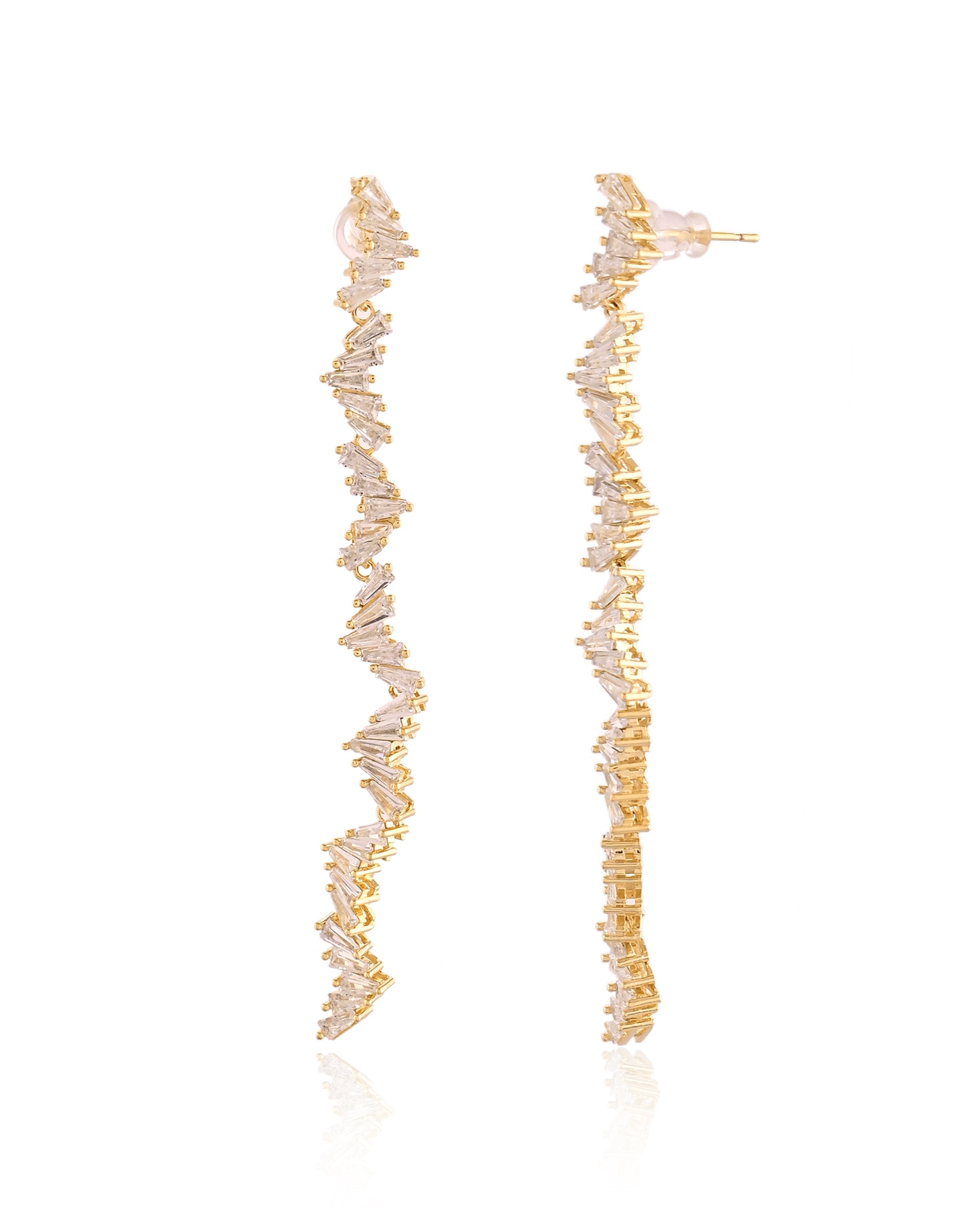 Baguette-Cut Lightining Bolt Drop Earrings