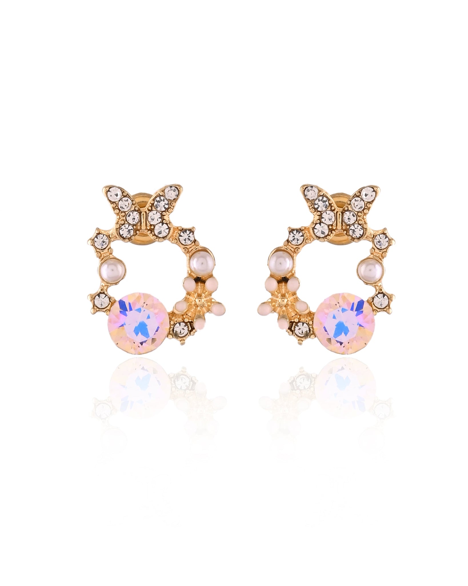 Opalescent Butterfly Garden Studs Earrings