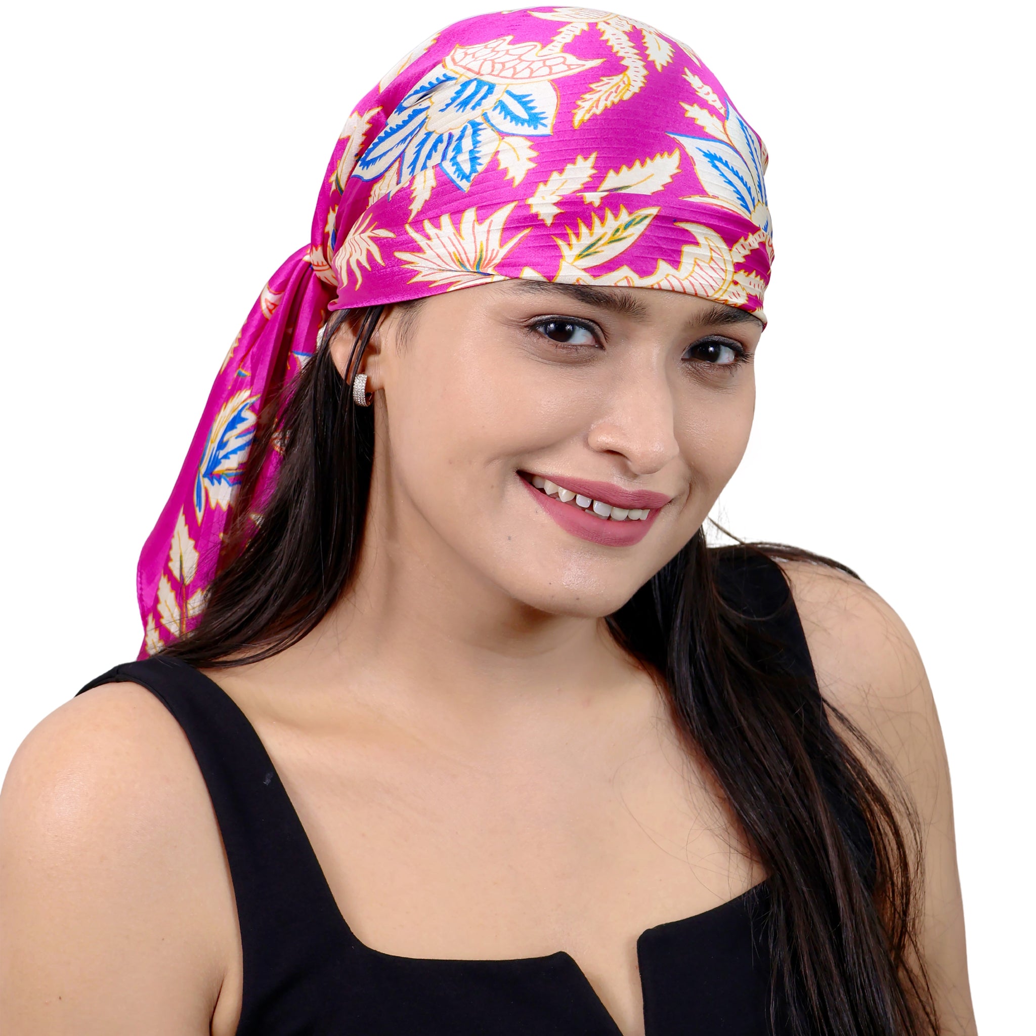 Fuchsia Phoenix Bird like print Silk Scarf