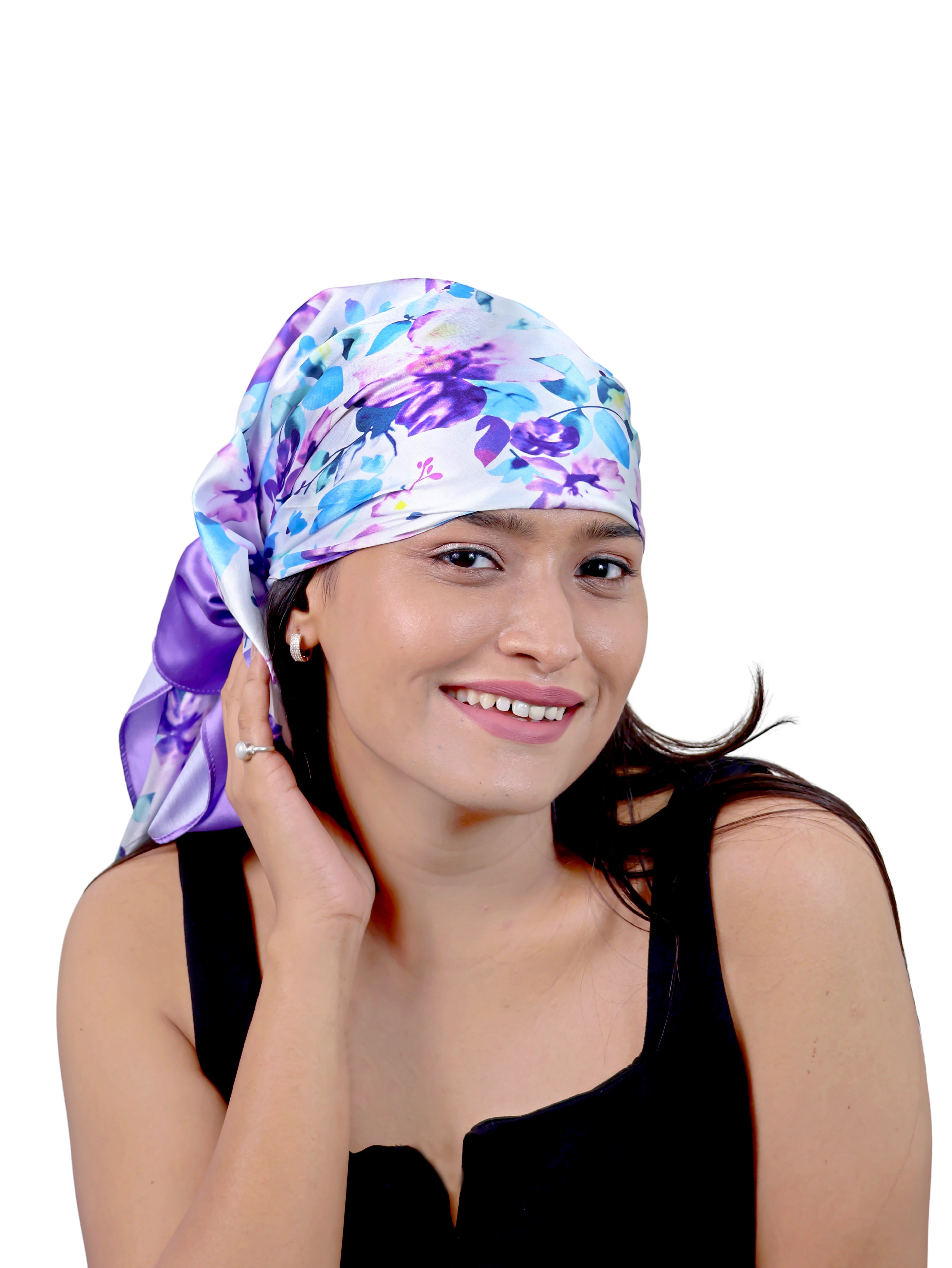 Lavender Bloom Draped Headwrap Scarf