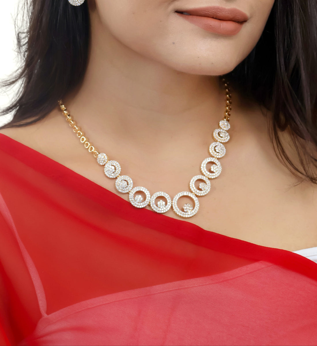 Pave Spiral Golden Statement Vortex CZ Complete Jewelry Set