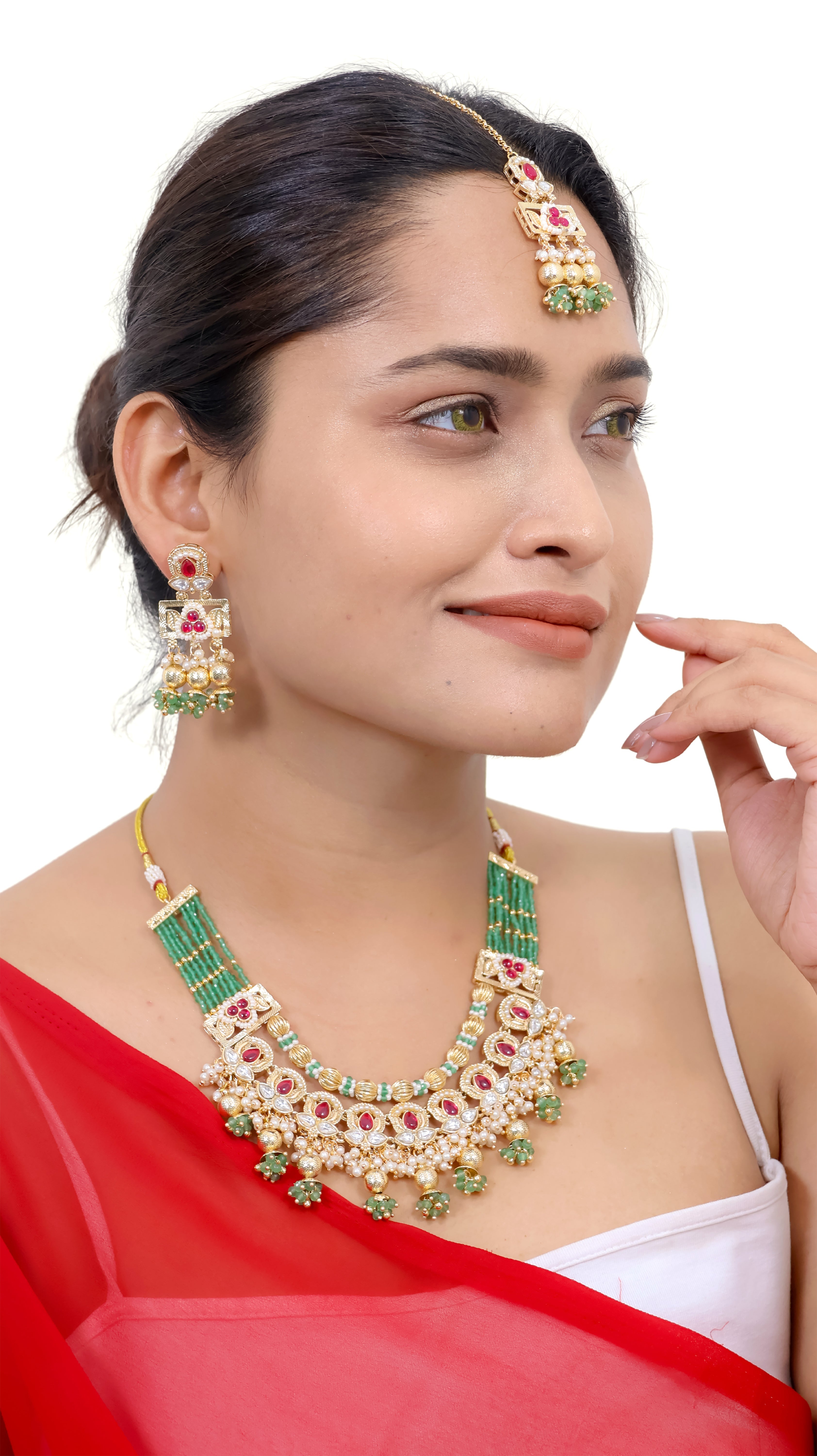 Gul Bahaar Rani Haar Green Kundan & Meenakari Jewellery Set