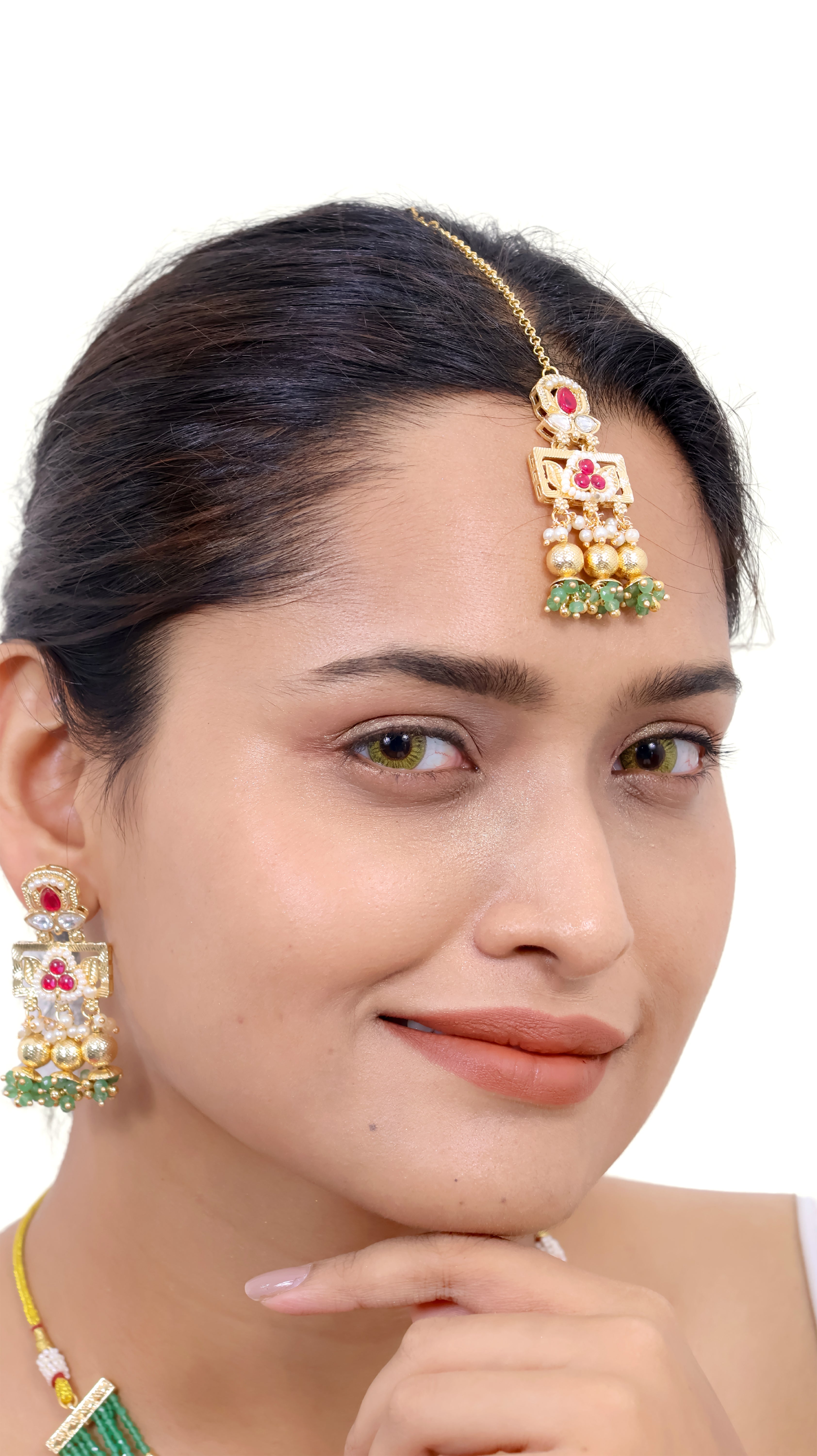 Gul Bahaar Rani Haar Green Kundan & Meenakari Jewellery Set