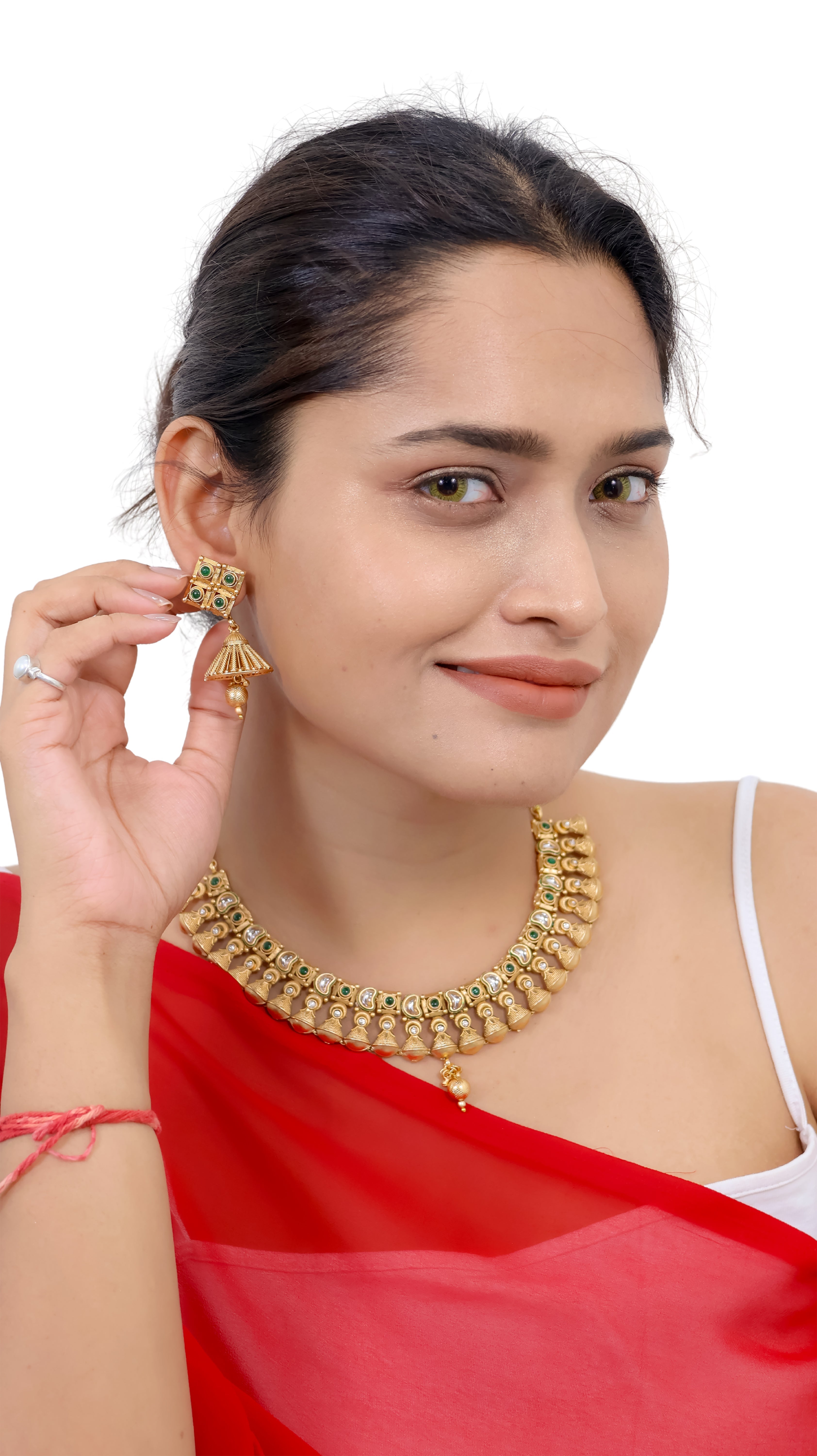 Golden Dewdrop Temple Jewel Choker Set