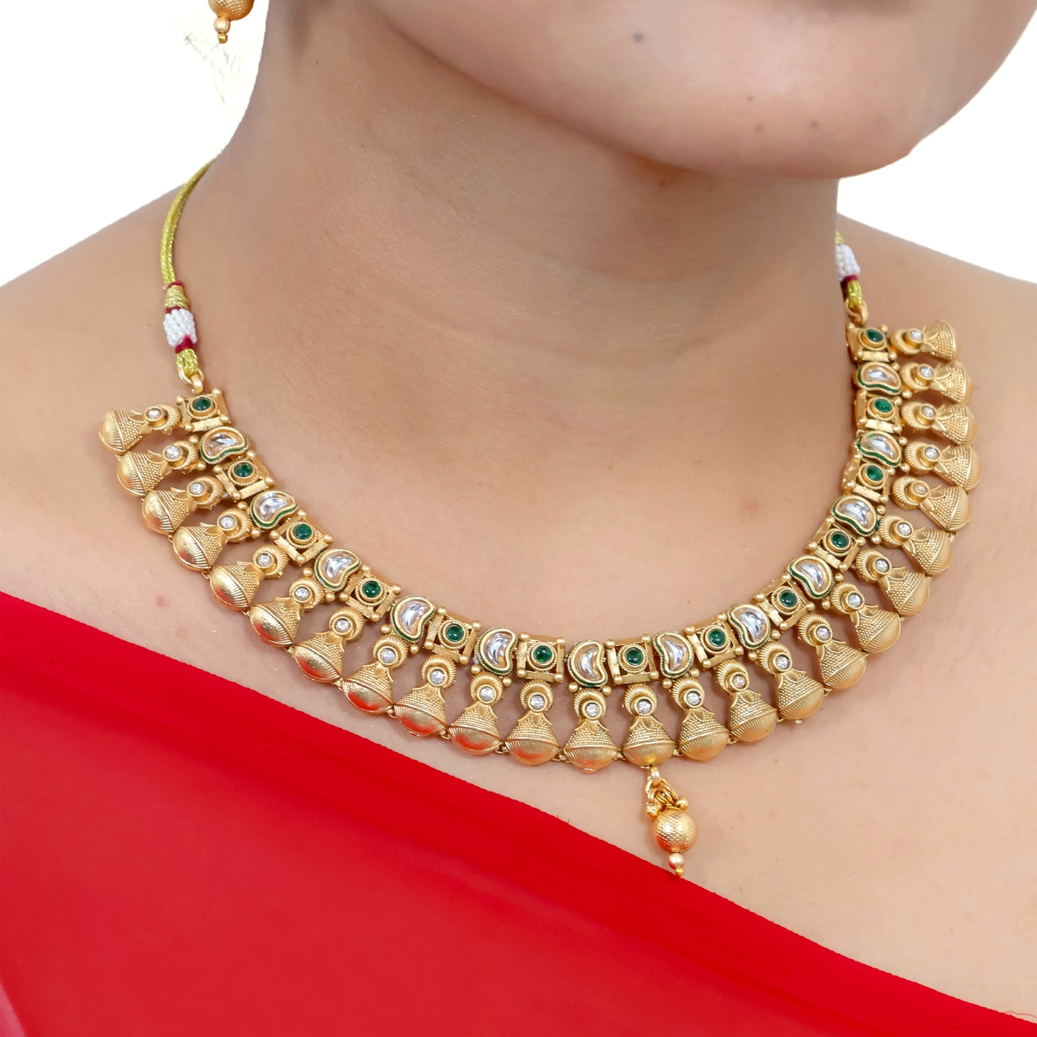 Golden Dewdrop Temple Jewel Choker Set
