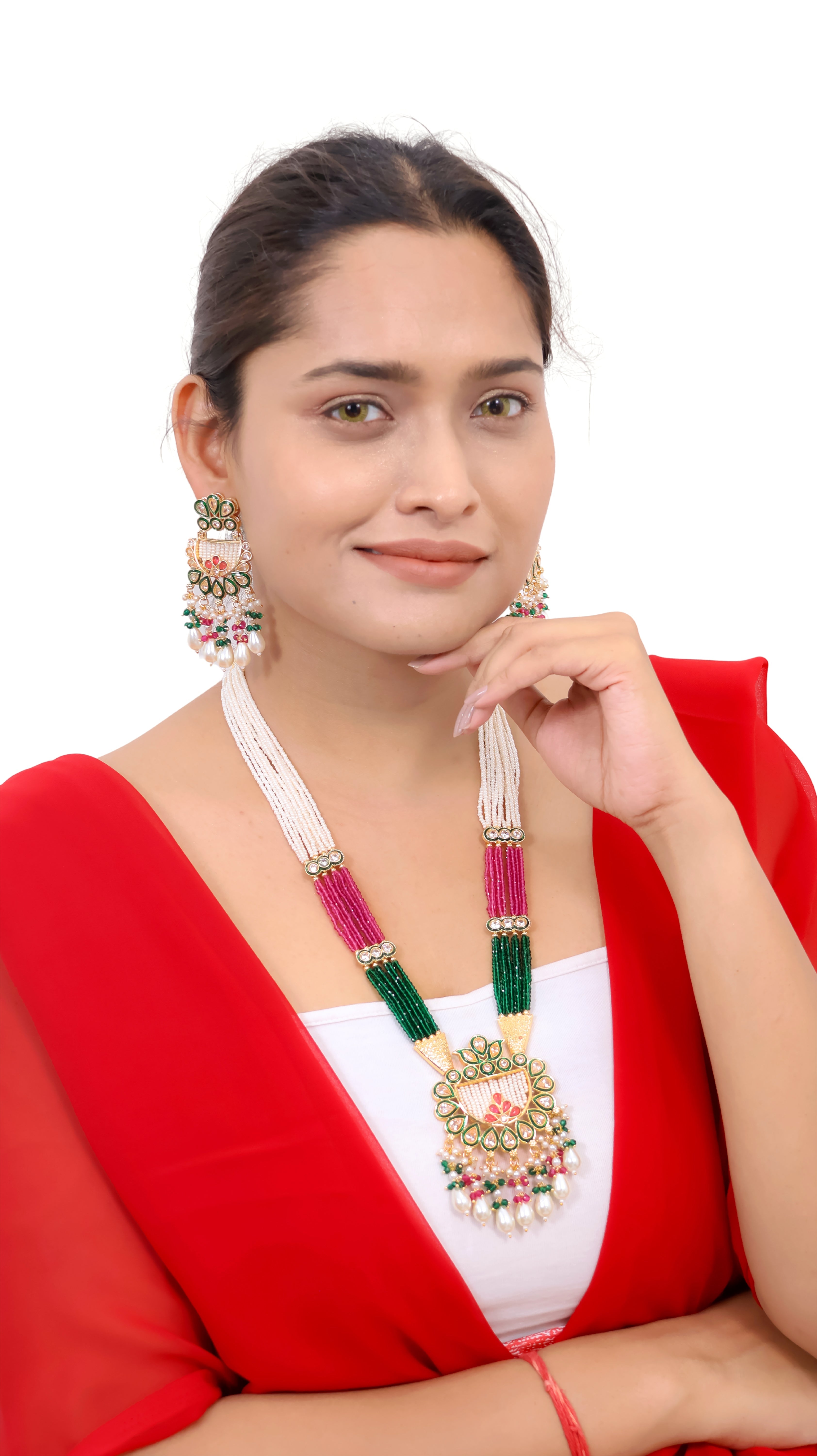 Palatial Grace Beaded Necklace with Ornate set