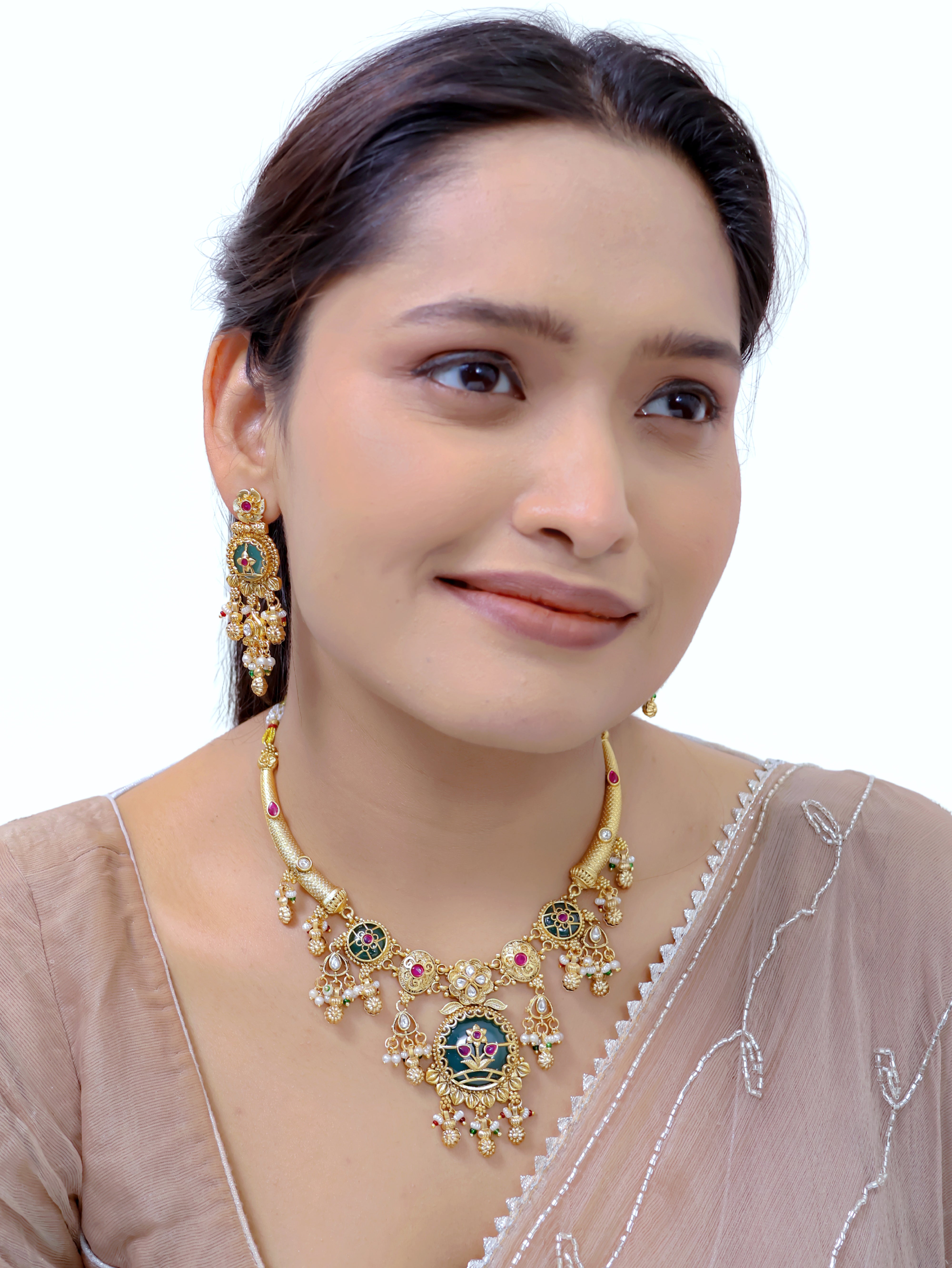 The Vastra Malachite Necklace Set