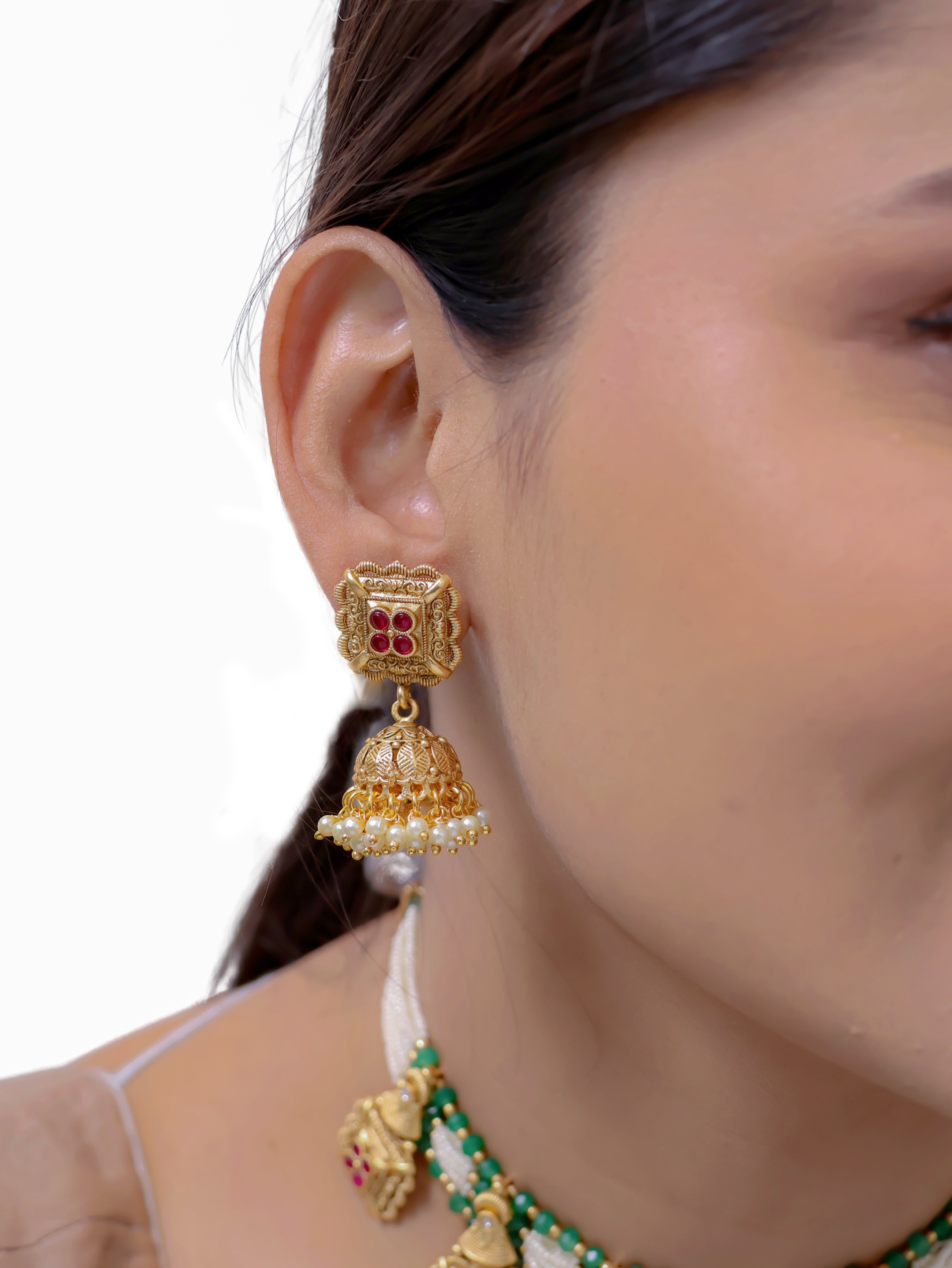 Vihara Antique Temple jewellery Droplet Necklace