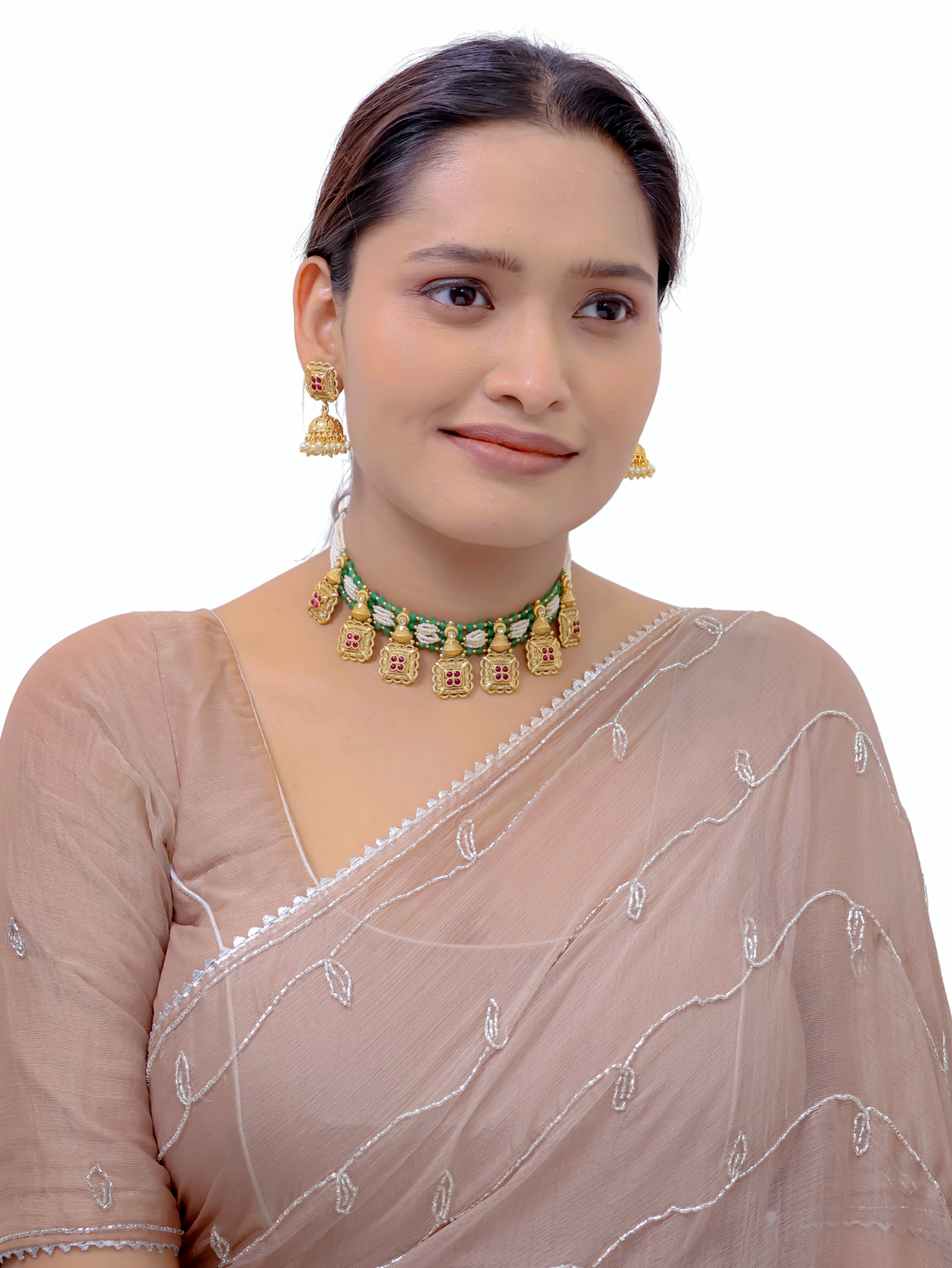 Vihara Antique Temple jewellery Droplet Necklace